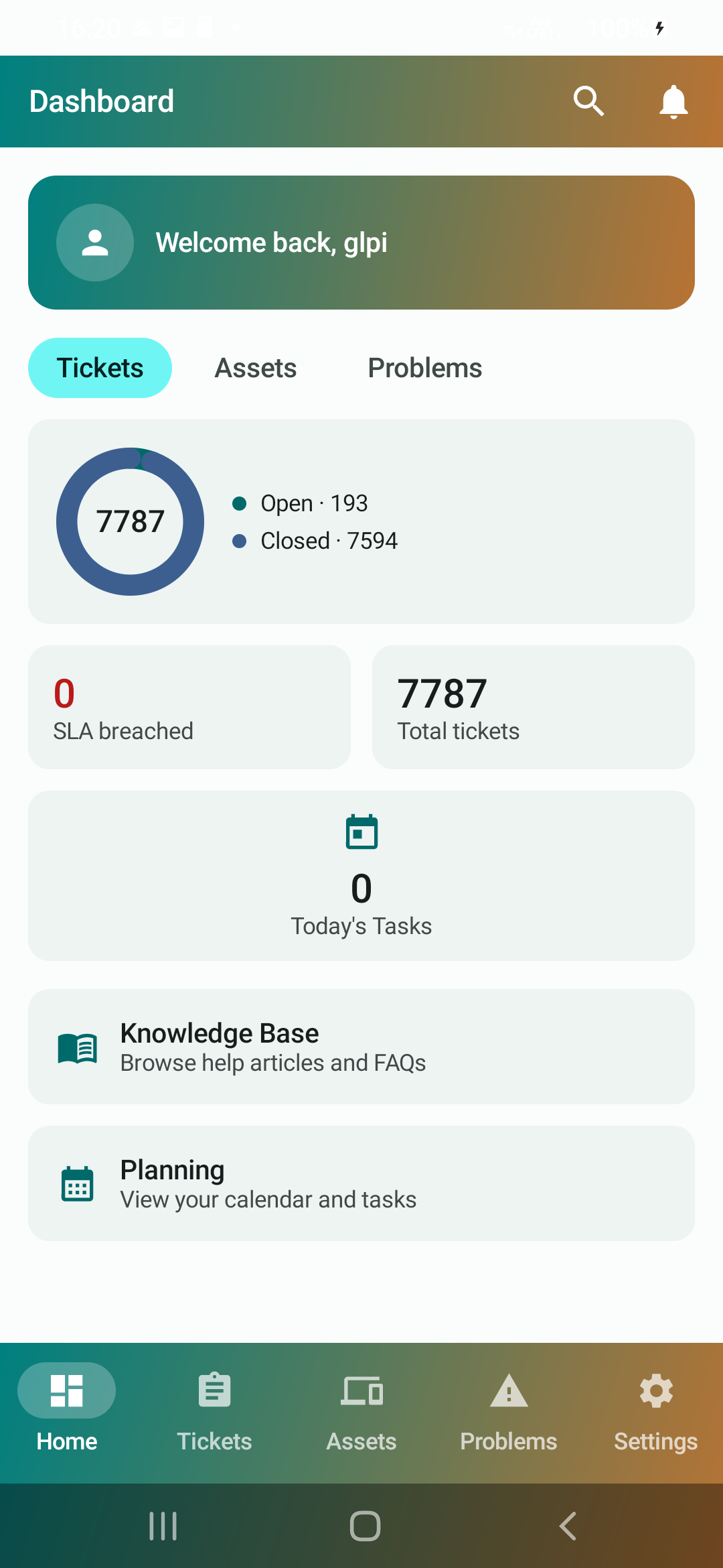 Sanad ticket dashboard